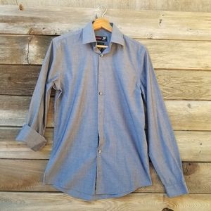 Men's J. Ferrar Slim Stretch Button Up Shirt Long Sleeve Grey Small